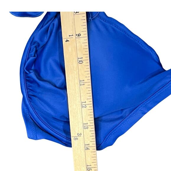 Victorias Secret The High Tie Halter Swim Top Womens 36DD Blue Ruffle Underwire - Picture 4 of 9